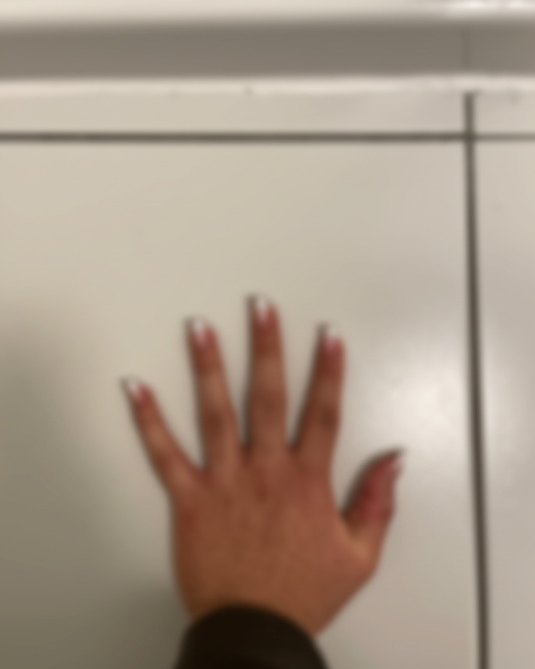 white french tip nails with natural base, square shape, long length, glossy finish