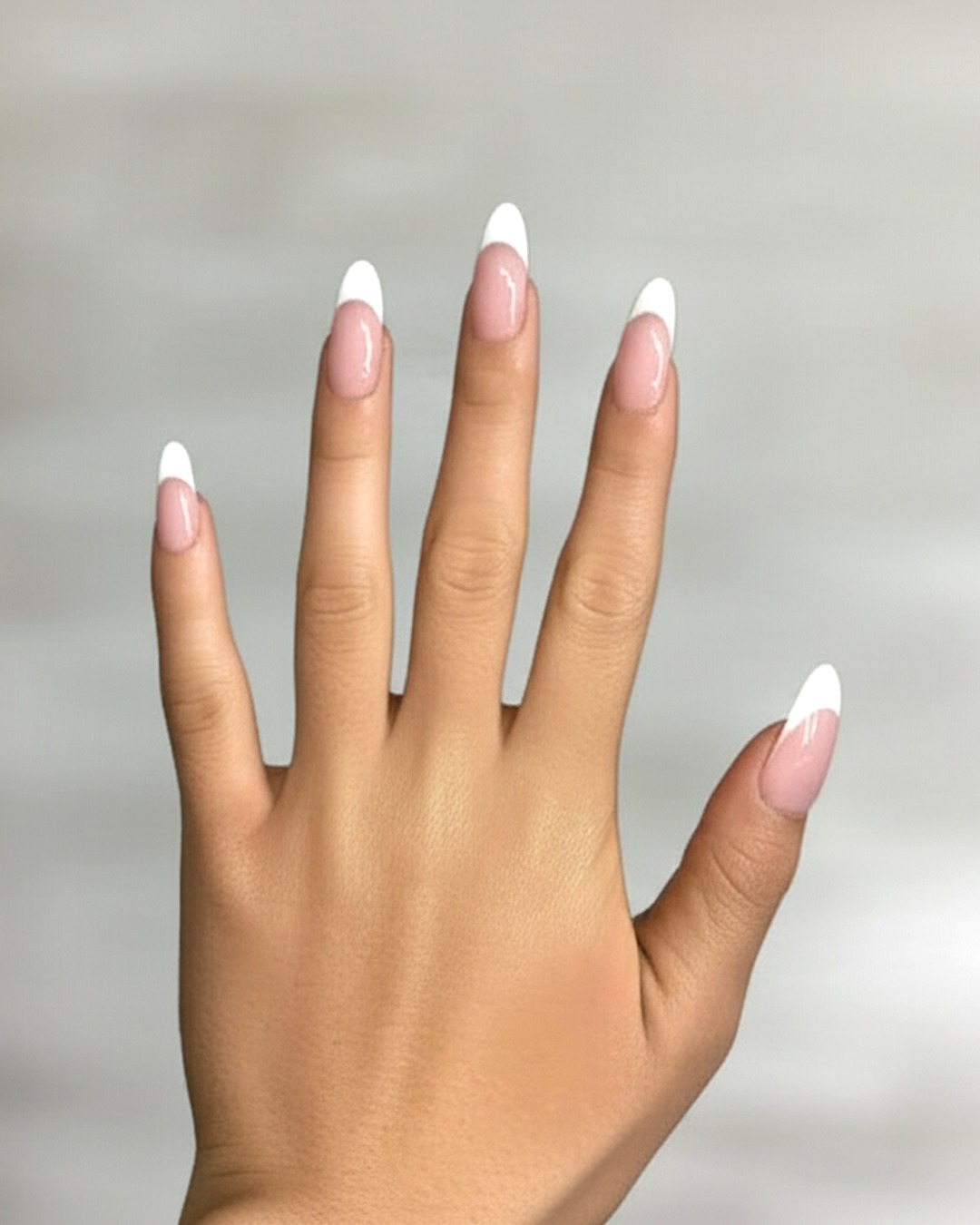 white almond French Tips white almond extra-long french tip nails with natural base and glossy finish - virtual try-on result