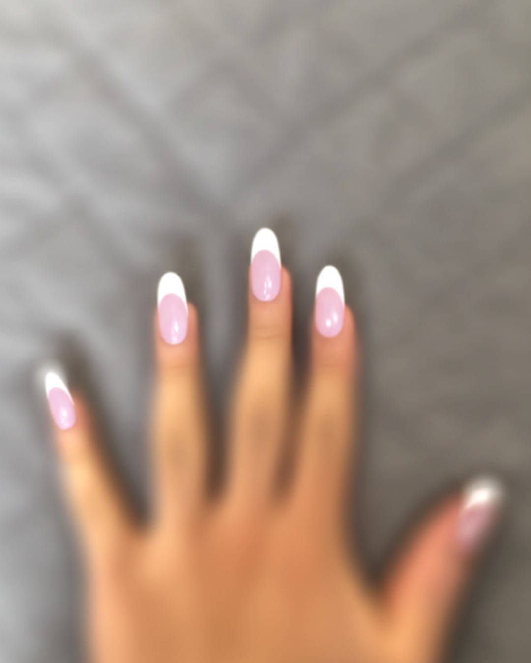 white almond French Tips white almond extra-long french tip nails with soft-lavender base and glossy finish - virtual try-on result